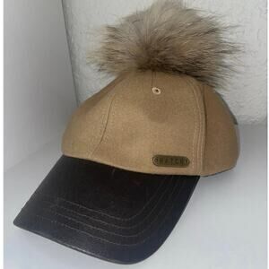 Real Fur Pom Pom HATCH Brown Wool, Poly, Cotton Baseball Adjustable Cap